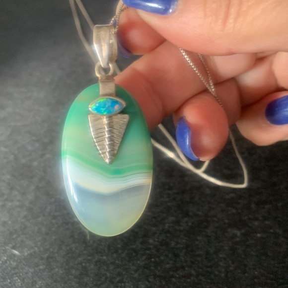 Opal and agate necklace - Picture 2 of 5